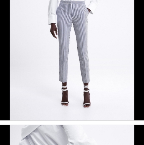 Zara Jogger Waist White and Navy Trousers xs - Picture 8 of 10